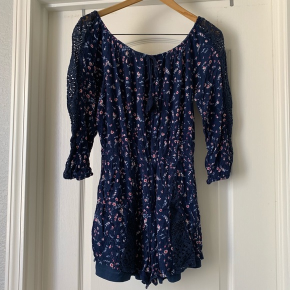 Xilaration Off Shoulder Romper Shorts - Picture 2 of 7